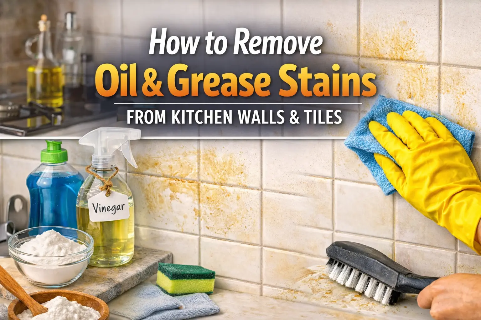 Kitchen Tiles Remove Oil and Grease Stains Easily